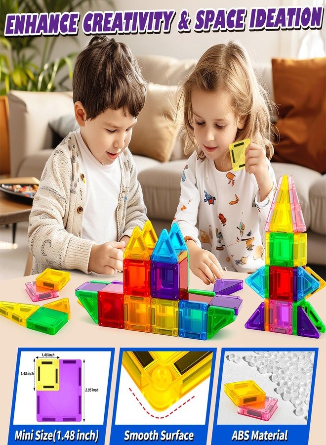 Ferthor Fun Mini Magnetic Tiles Travel Set,1.48 inch Colorful Magnetic Blocks for Kids Ages 4-8,Creative Building Toys,STEM Educational Learning Sensory&Montessori Toys for 3+ Year Old Boys Girls - Image 2